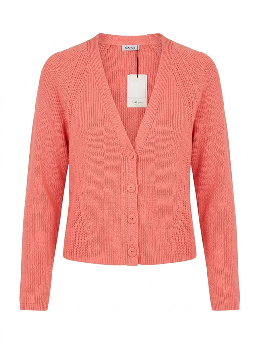 Marcs Kala Rib Knit Cardigan Coral Pink Women's XS - Image 1