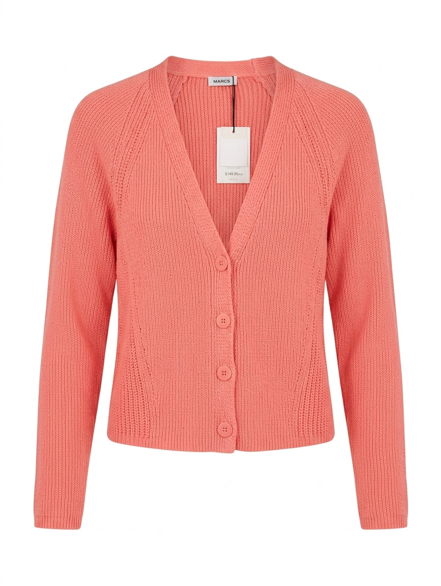 Marcs Kala Rib Knit Cardigan Coral Pink Women's XS - Image 1