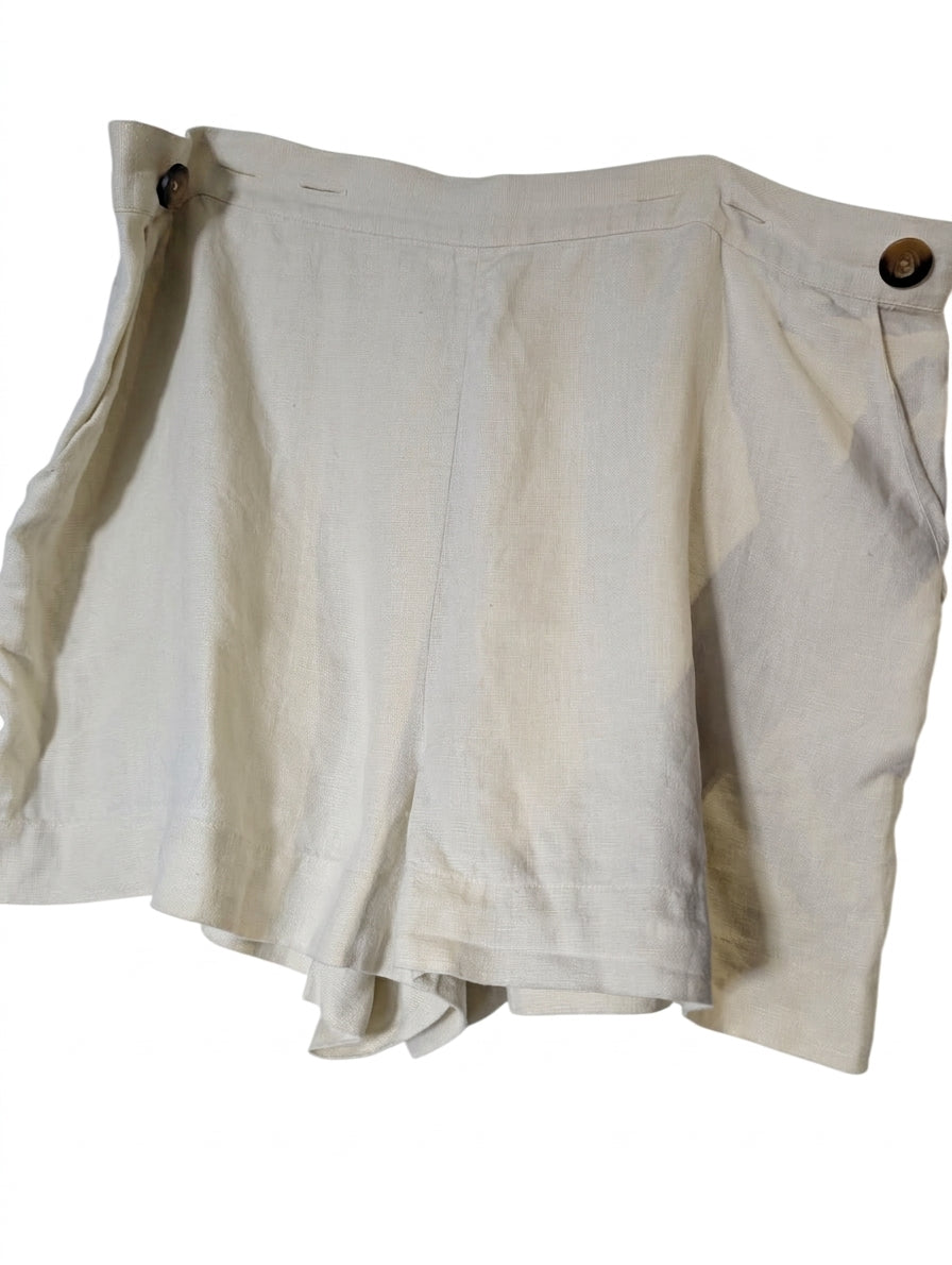 Posse High-Waisted Linen Shorts Cream Size M - Image 1
