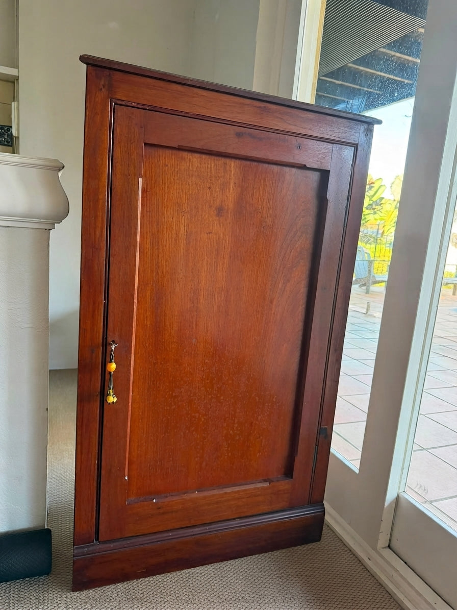 Antique Victorian Mahogany Corner Cabinet Wall Mountable Brown - Image 1