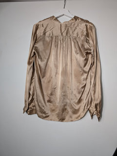 Peter Werth Silk Button-Down Blouse Gold Size 10 - Image 4
