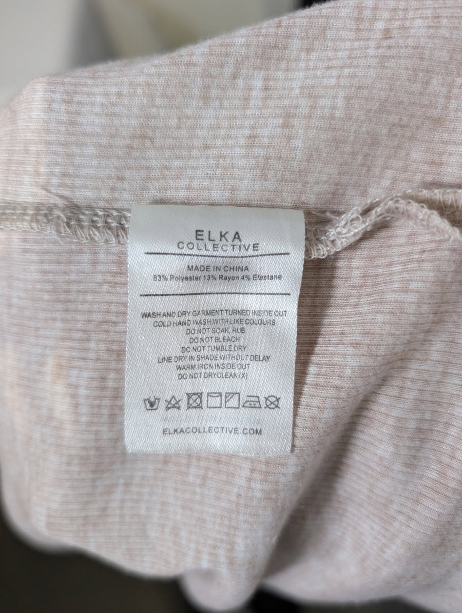 Elka Collective Ribbed Button Down Shirt Beige Size 10 - Image 5