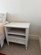 White Painted Wooden Nightstand With Drawer And Shelf - Image 4