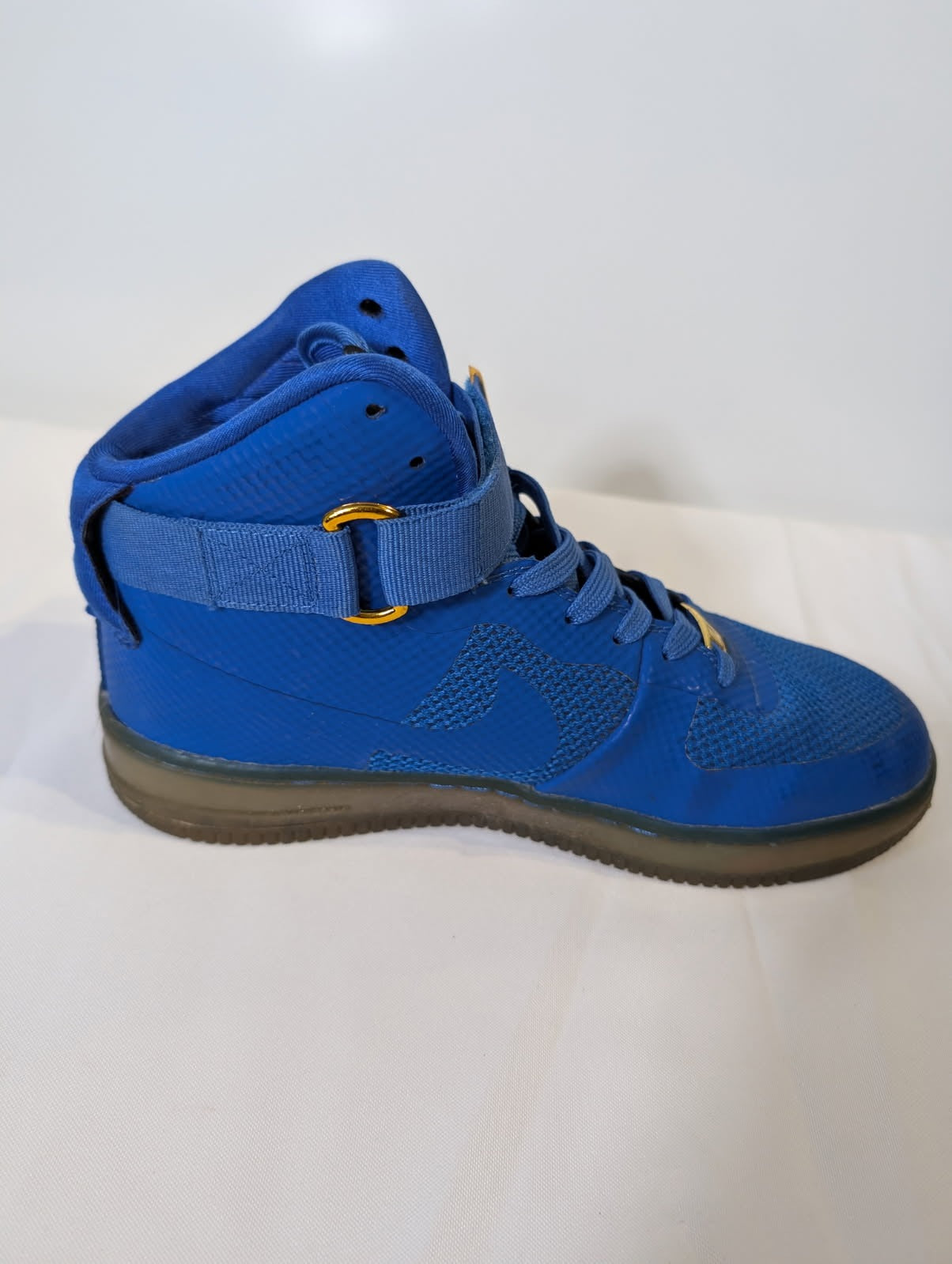Nike Air Force 1 High - Blue Textured Gold Accents US 8 - Image 5