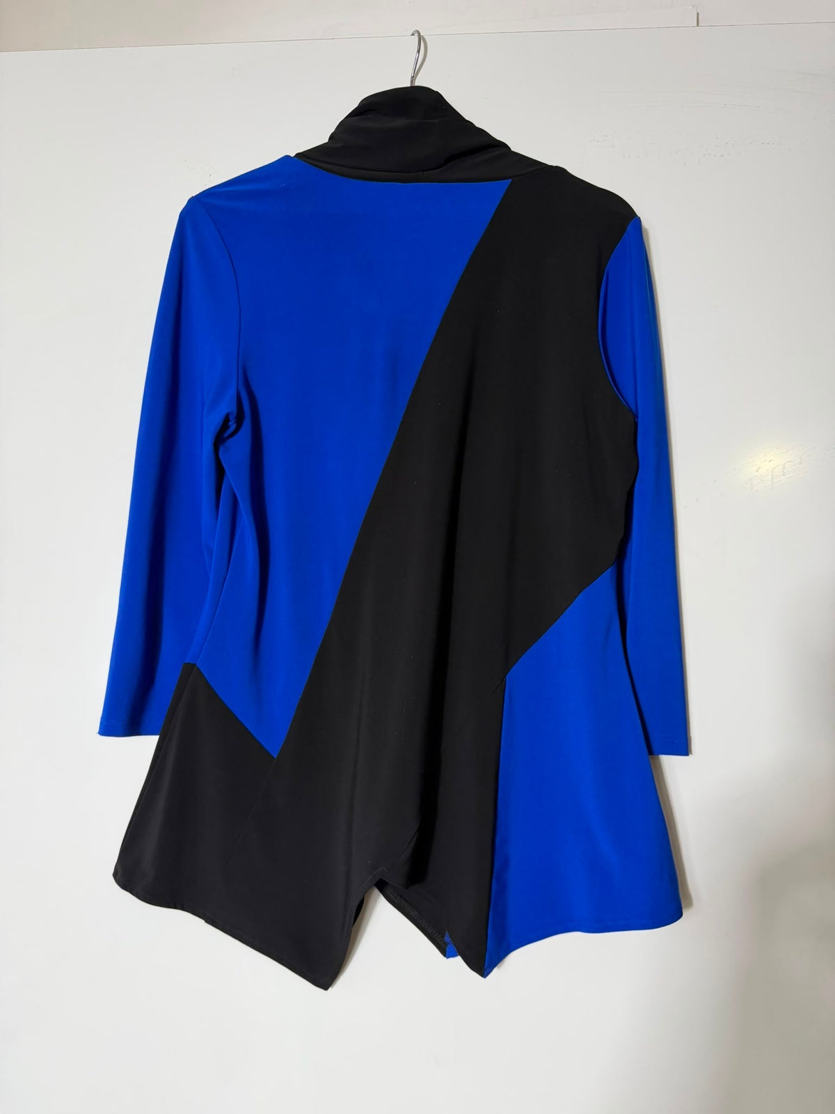 Joseph Ribkoff Color Block Cowl Neck Tunic Blue and Black US 10 - Image 5