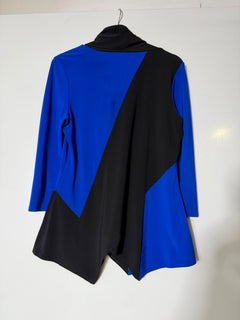 Joseph Ribkoff Color Block Cowl Neck Tunic Blue and Black US 10 - Image 5