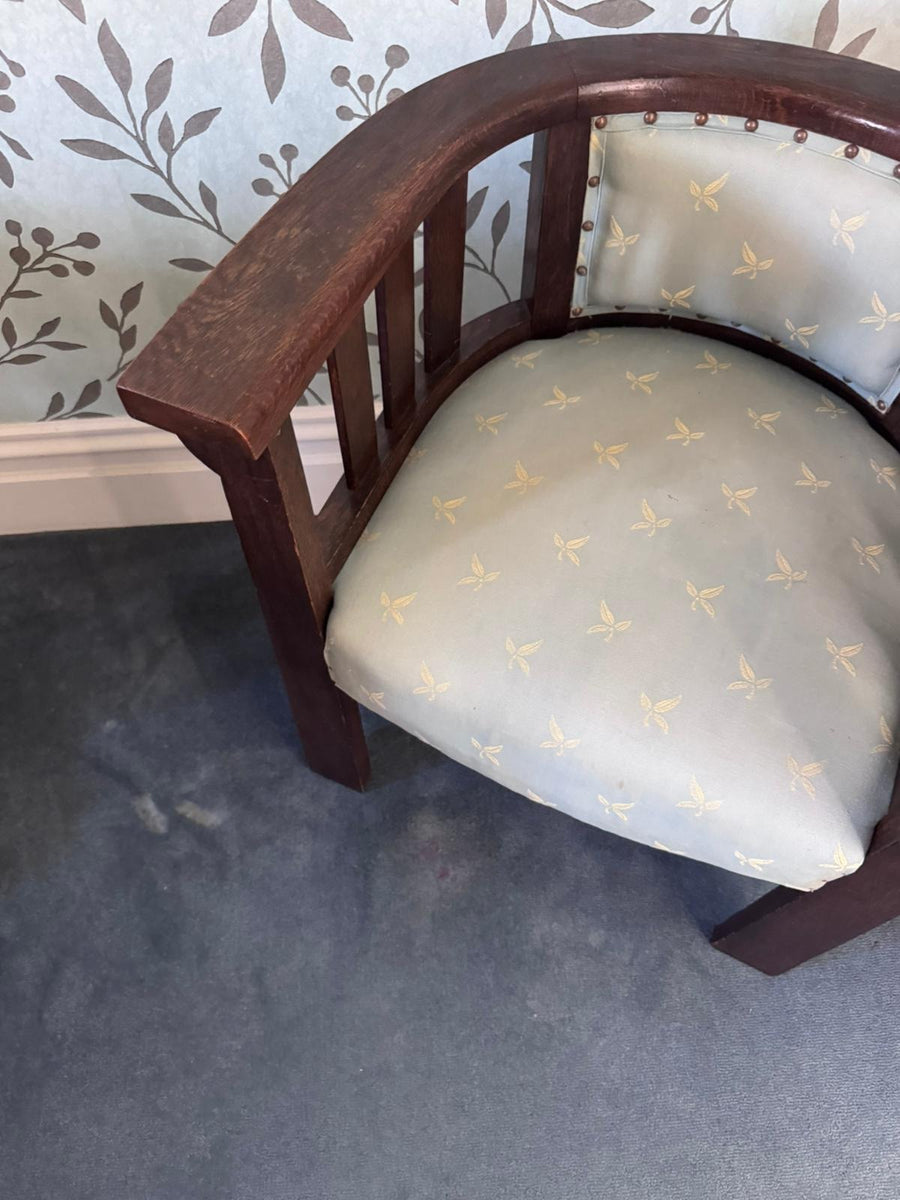 Antique Edwardian Style Mahogany Tub Chair Vintage 1950s Solid Timber - Image 4