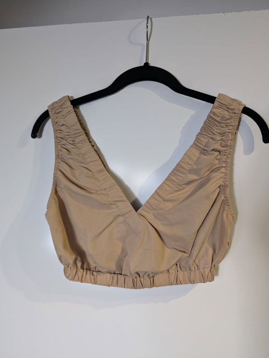 Glassons Ruched V-Neck Crop Top Tan Women's - Image 4