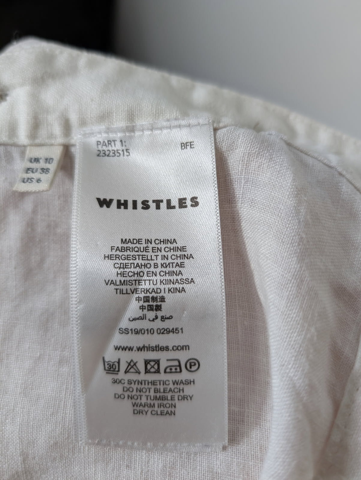 Whistles Linen Blend High Neck Tank Top White Women's UK 10 - Image 5