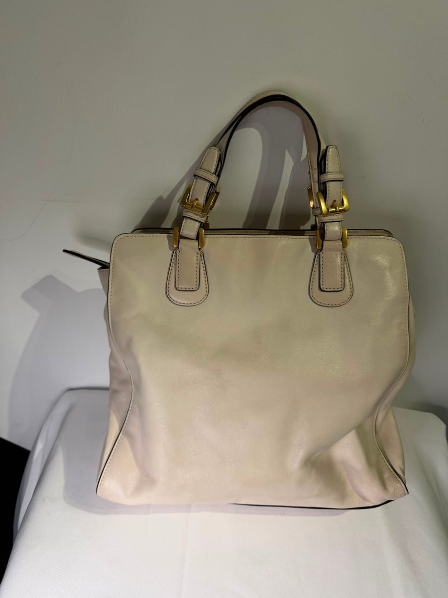 Michael Kors Sutton Medium Satchel Cream Leather Handbag - Image 4