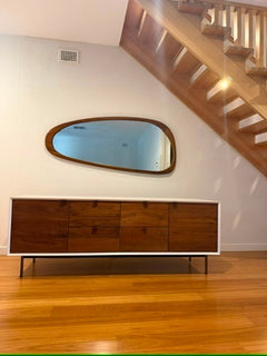 West Elm Mid-Century Modern Organic Teak Wall Mirror - Image 4