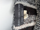 Vivian Chan Shaw Mock Neck Striped Knit Sweater Black Grey - Image 5