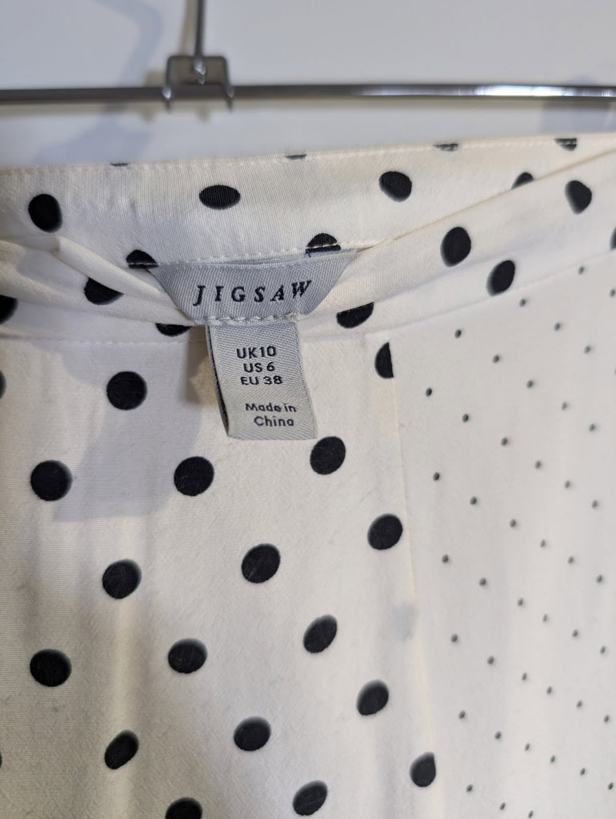 Jigsaw Polka Dot Viscose Midi Skirt Cream & Black UK 10 - Image 7