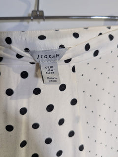 Jigsaw Polka Dot Viscose Midi Skirt Cream & Black UK 10 - Image 7