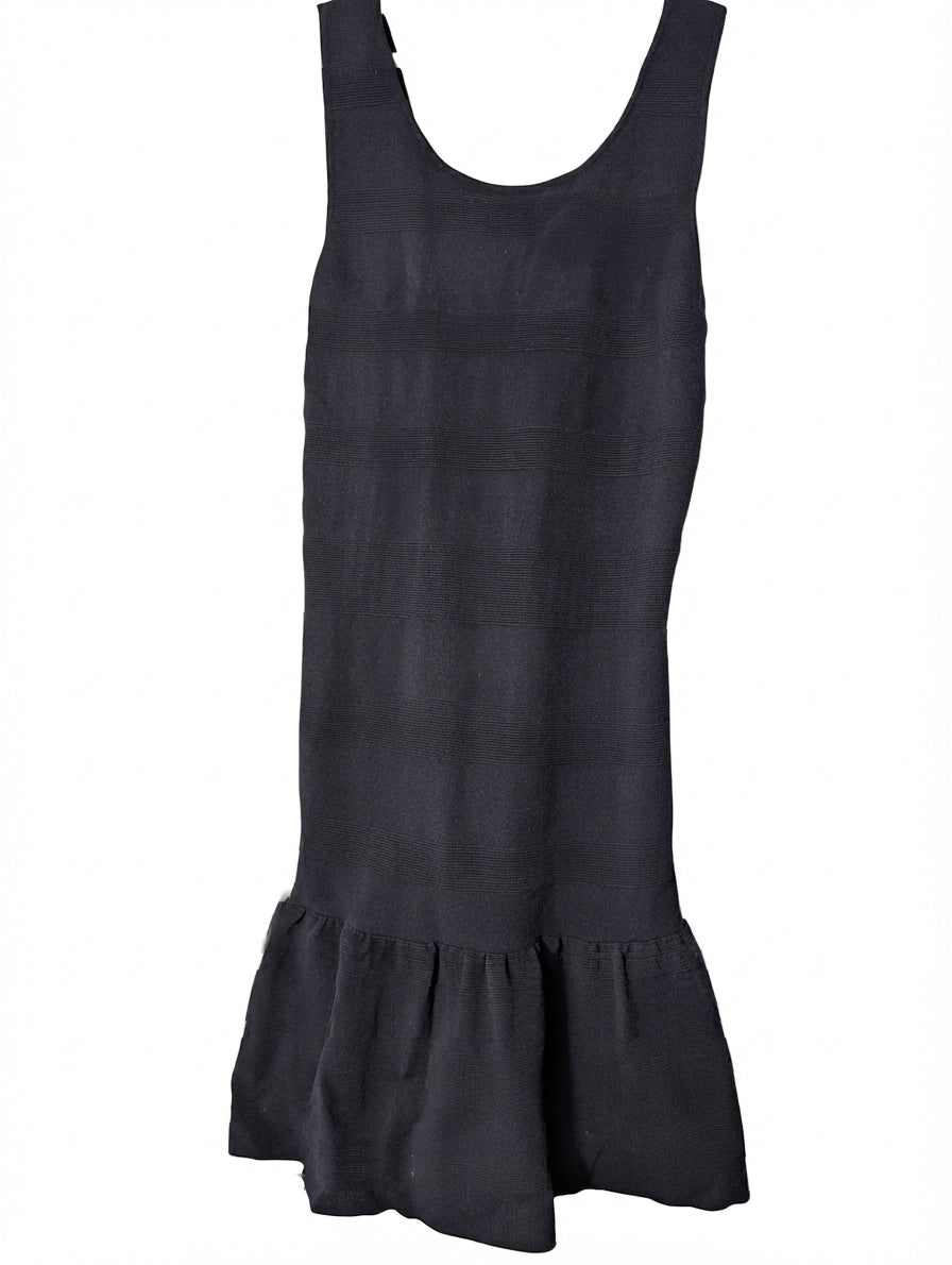 Sandro Black Knit Dress with Ruffle Hem Size 2 - Image 1
