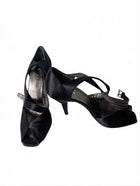 Prada Black Satin Criss-Cross Peep Toe Heels EU 38 - Image 1