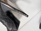 Lanvin Lizard-Embossed Leather Metal-Toe Ankle Boots Black Size 38 - Image 8