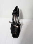Prada Black Satin Criss-Cross Peep Toe Heels EU 38 - Image 2