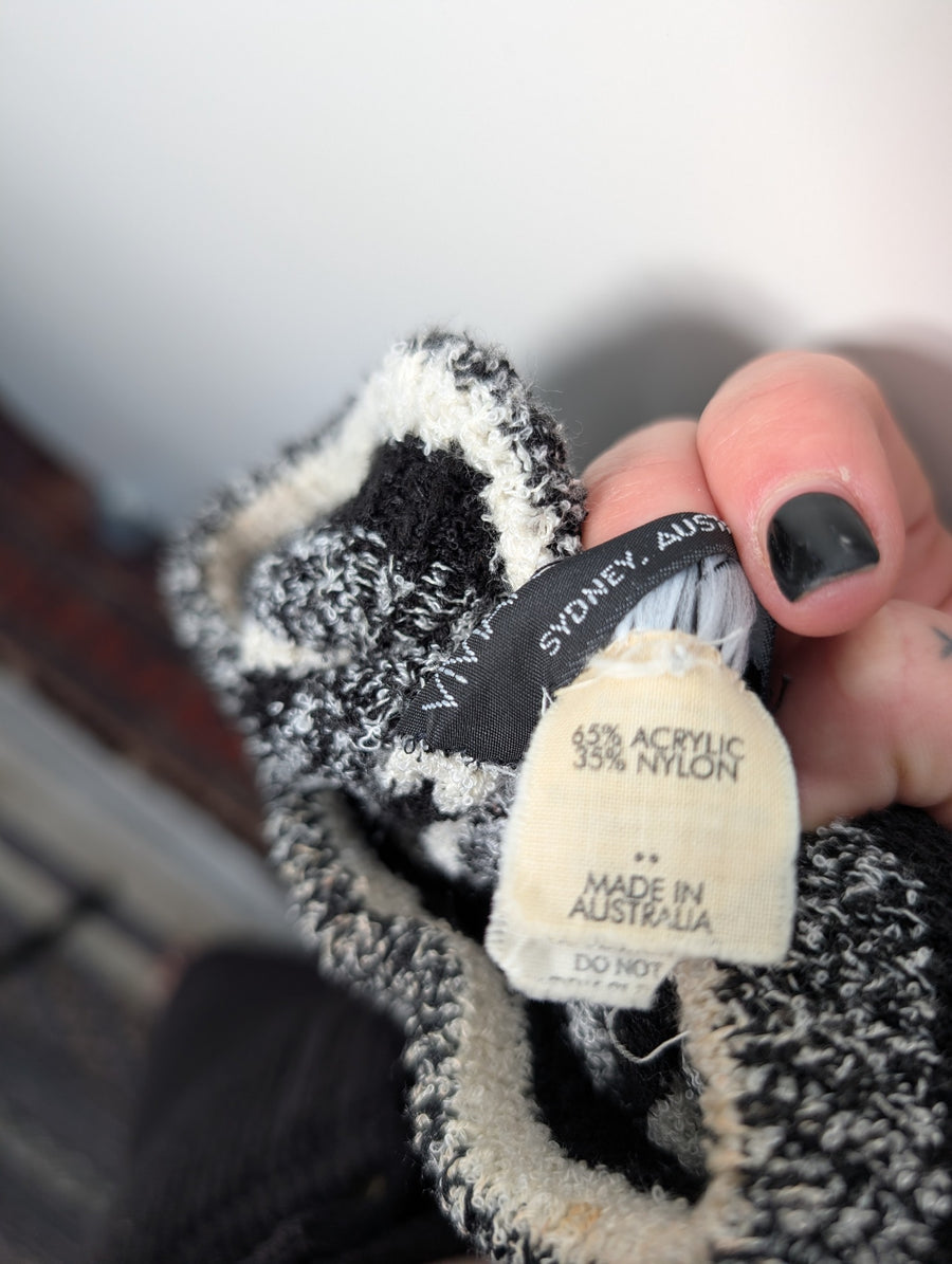 Vivian Chan Shaw Mock Neck Striped Knit Sweater Black Grey - Image 6