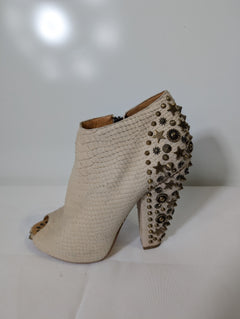 Givenchy Studded Peep-Toe Ankle Boots Beige Leather - Image 2