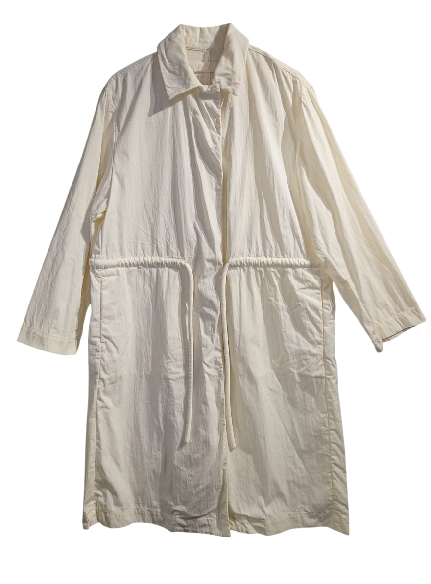 Zara Women's Drawstring Long Coat - Cream Size M - Image 1