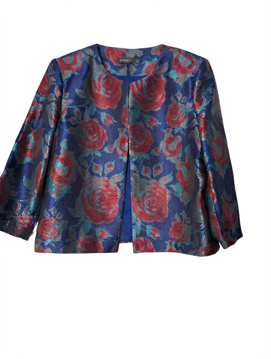 SARISSA Floral Jacquard Open Front Jacket Women's XL - Image 1