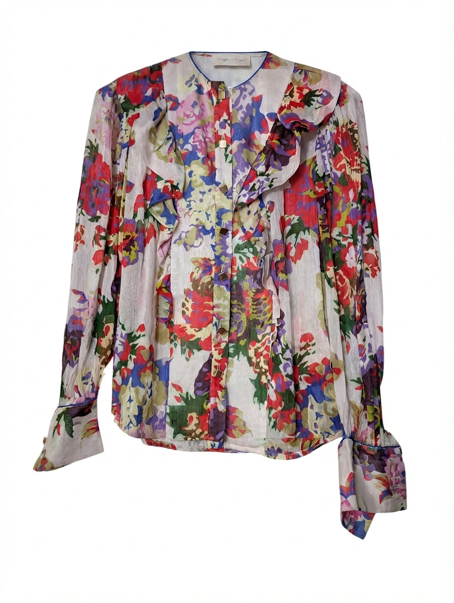 Ginger & Smart Floral Ruffle Blouse Multicolour Women's Size M