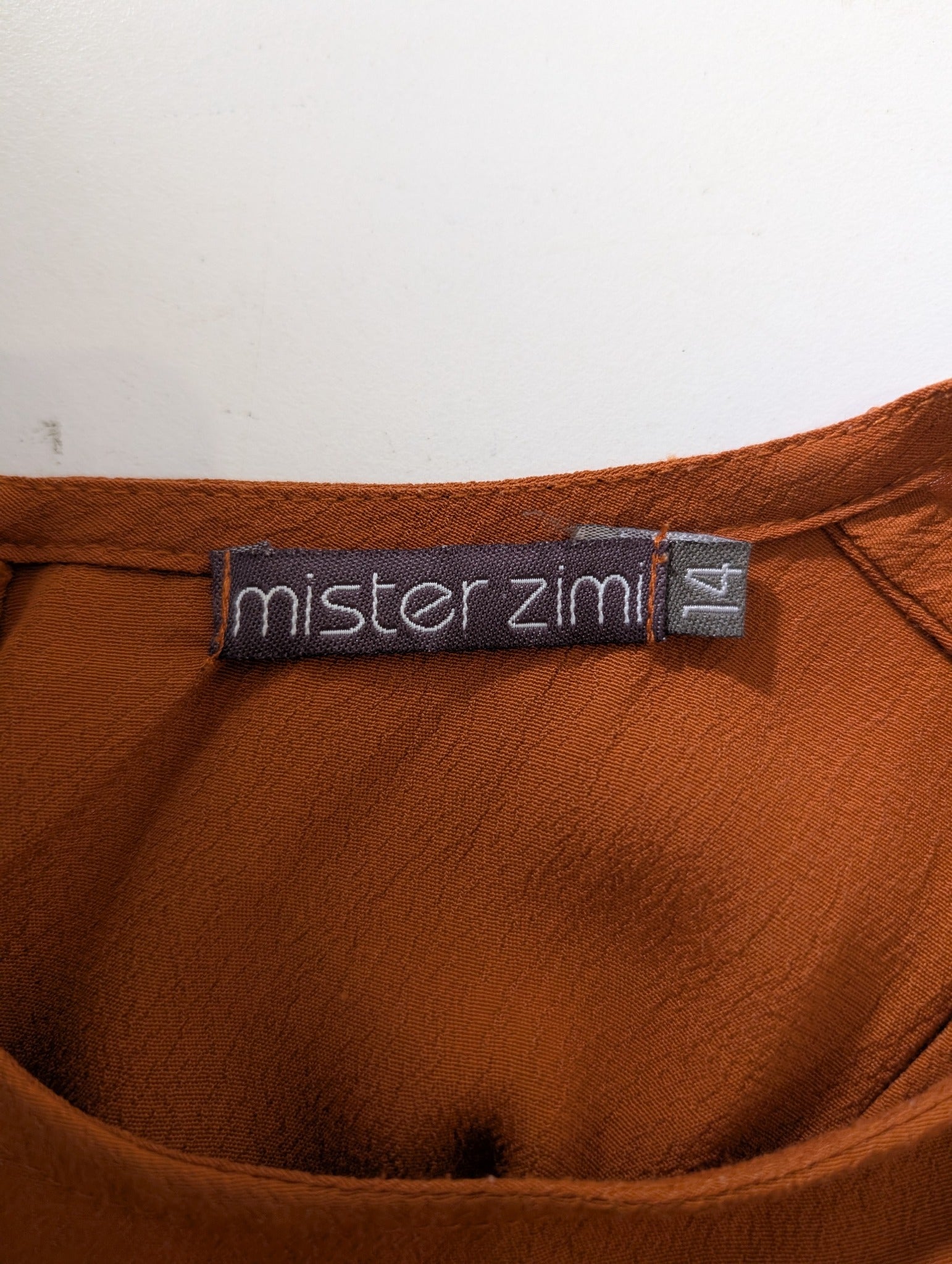 Mister Zimi Sleeveless Tunic Rust Orange Size 14 - Image 4