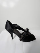 Prada Black Satin Criss-Cross Peep Toe Heels EU 38 - Image 3