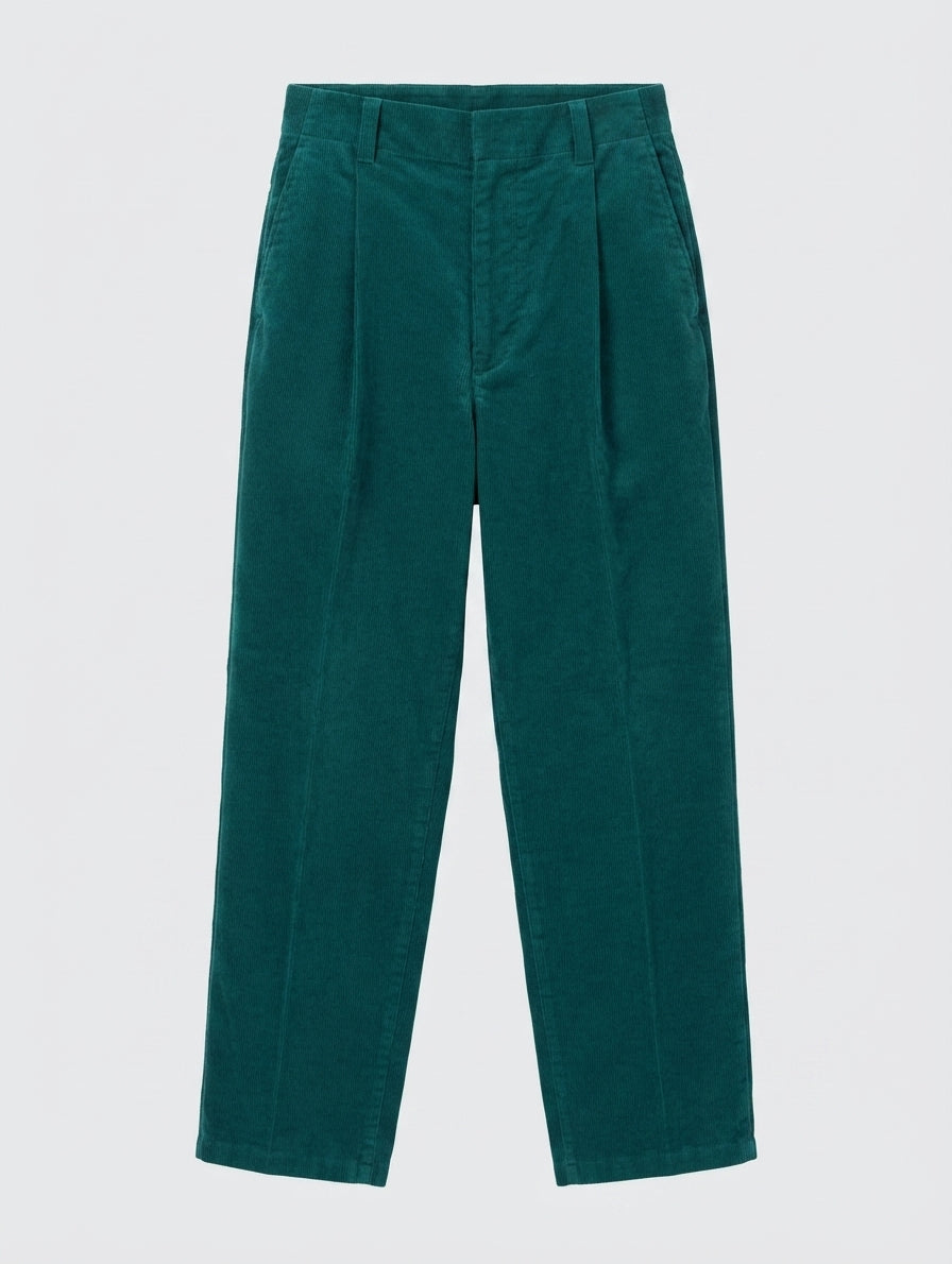 MARNI UNIQLO High-Waisted Pleated Corduroy Trousers Green Size M - Image 1
