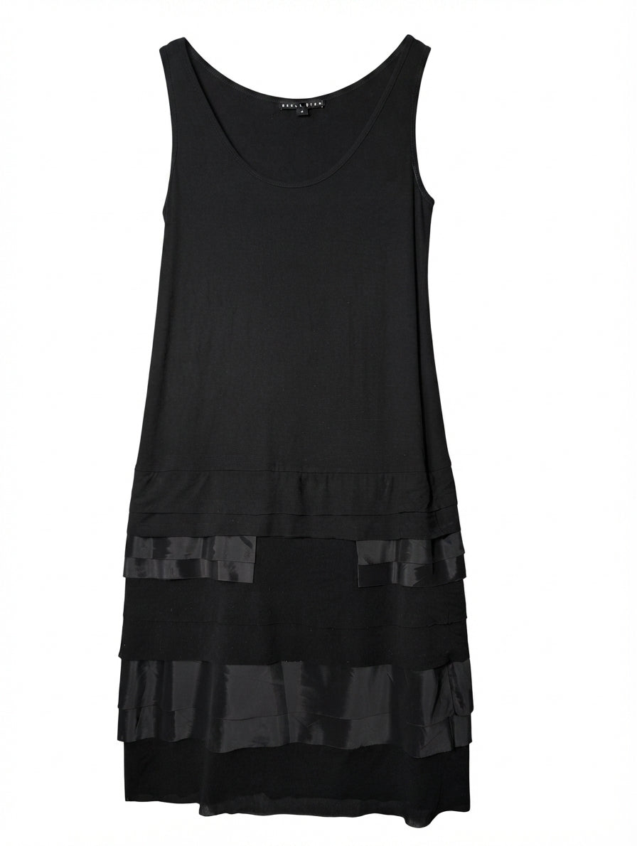 Paula Ryan Sleeveless Tiered Hem Dress Black Size M - Image 1