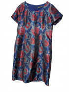 SARISSA Floral Jacquard Shift Dress and Jacket Set Blue Red XL - Image 1