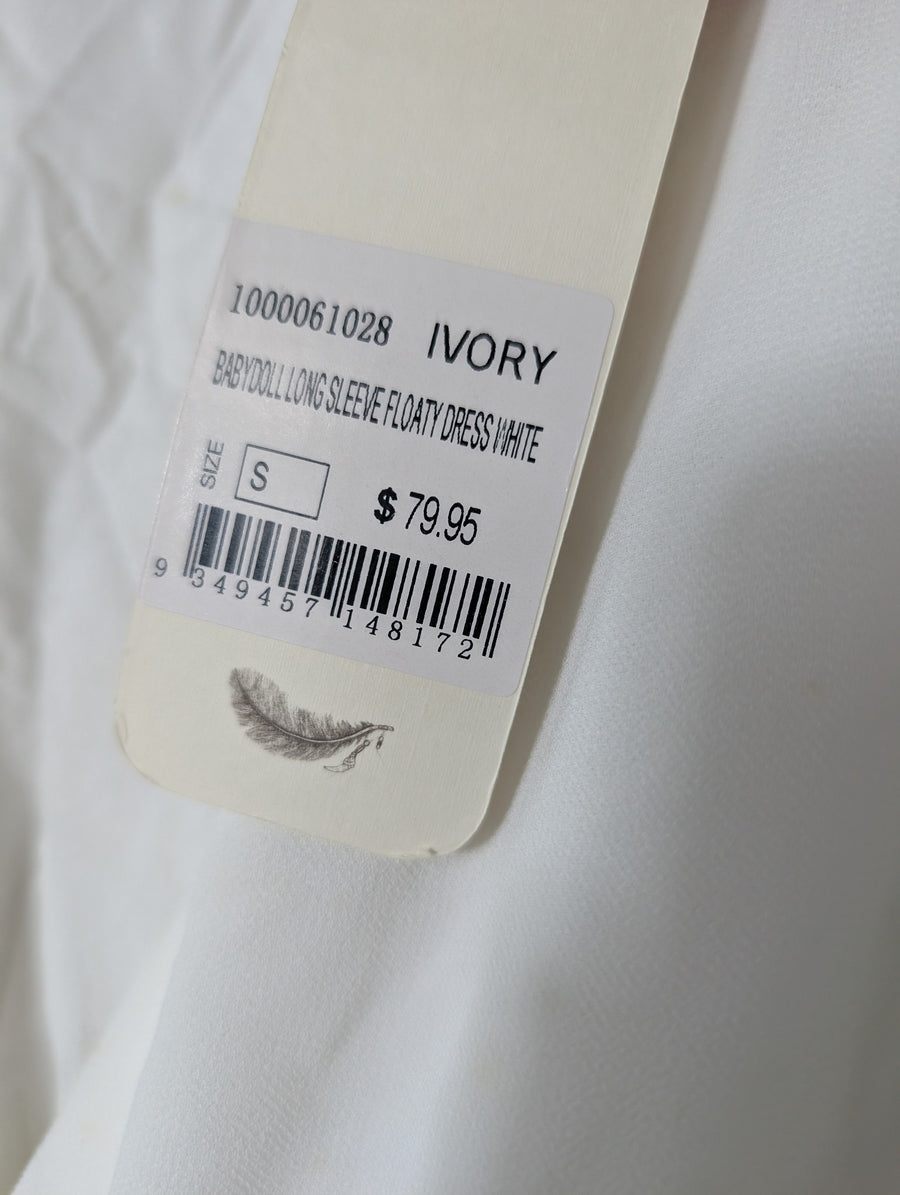 Don't Ask Amanda Long Sleeve Button-Down Mini Dress White Size S - Image 5