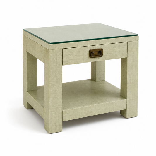Pair Designer Grasscloth Bedside Tables From The Classic Outfitter Side Tables