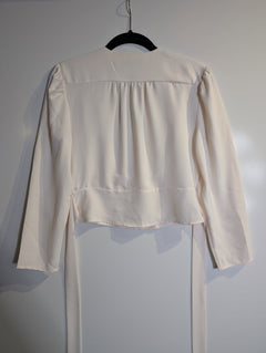 Reiss V-Neck Button-Front Blouse Cream Women's UK 8 - Image 6