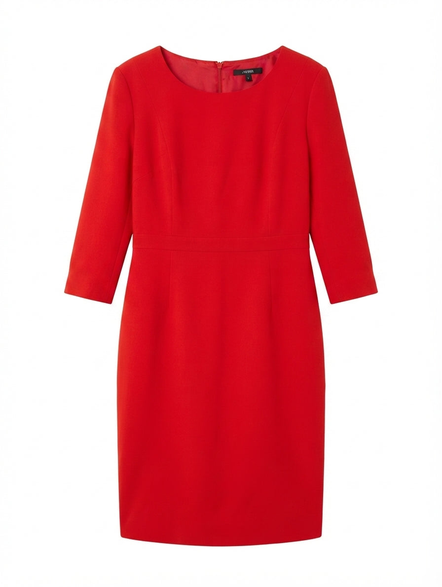 Jaeger Red Sheath Dress 3/4 Sleeve UK 14 - Image 1