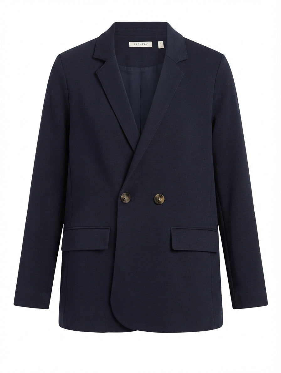 Trenery Knit Double Breasted Blazer Navy XS - Image 1