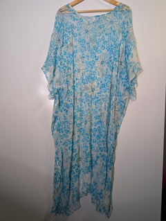 Camilla Silk Kaftan Blue Animal Print One Size - Image 4