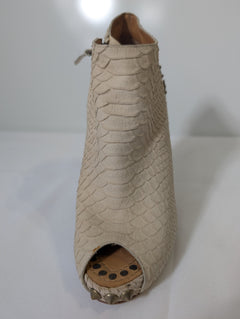 Givenchy Studded Peep-Toe Ankle Boots Beige Leather - Image 5