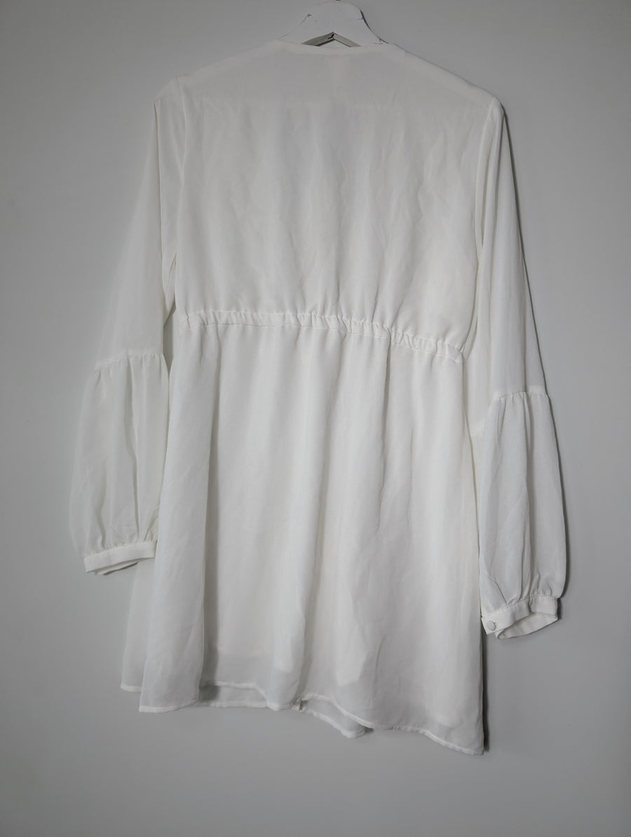 Don't Ask Amanda Long Sleeve Button-Down Mini Dress White Size S - Image 6