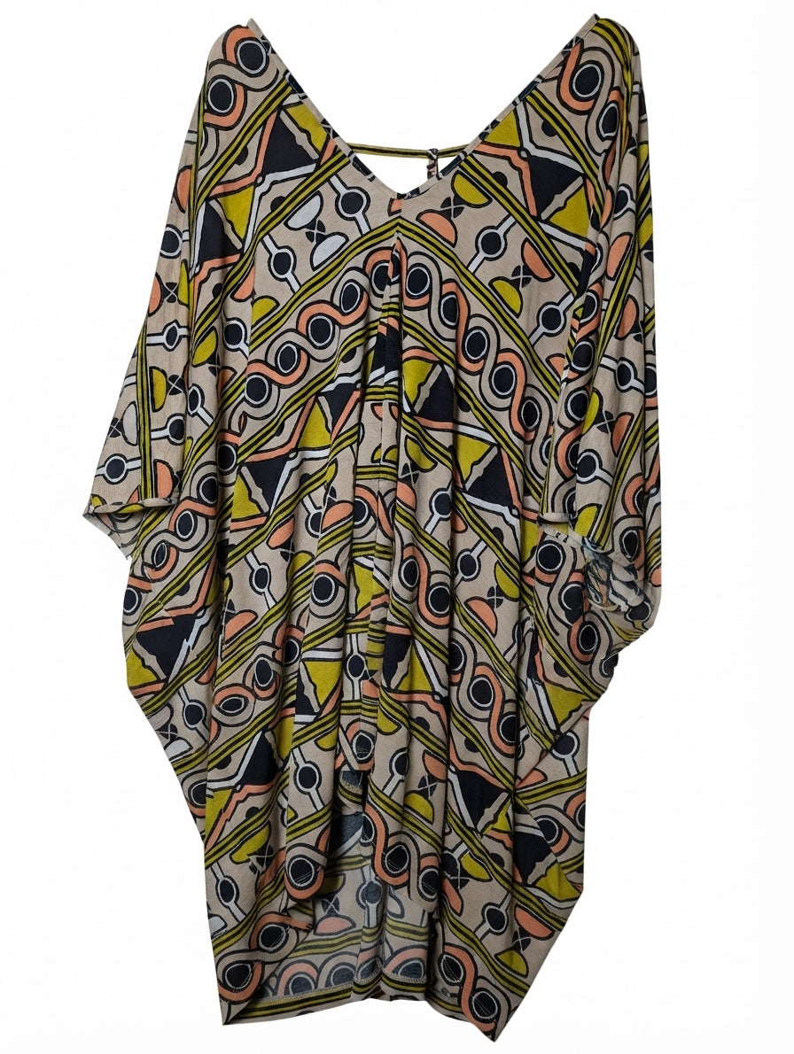 Tigerlily Geometric Print V-Neck Kaftan Tunic Large