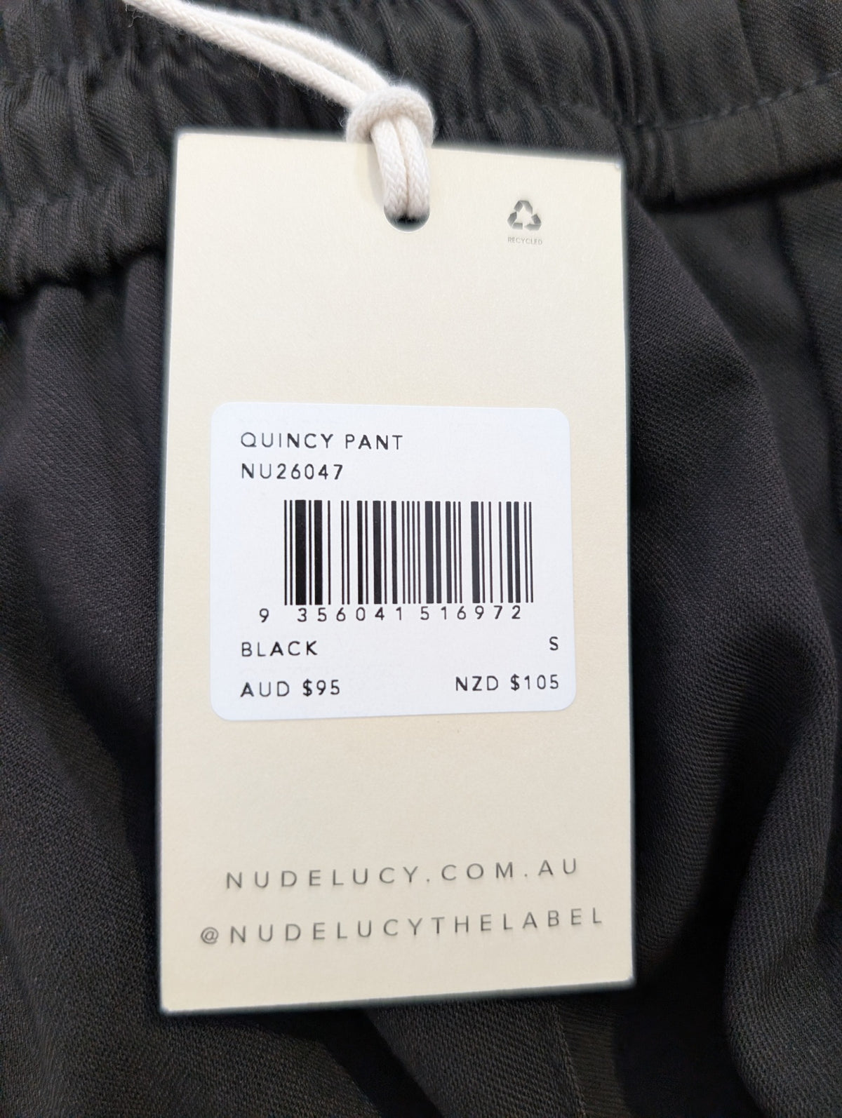 NUDELUCY Quincy Pant Wide Leg Trousers Black Size S - Image 4
