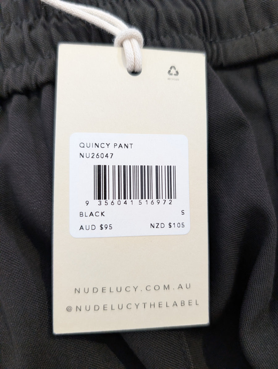 NUDELUCY Quincy Pant Wide Leg Trousers Black Size S - Image 4