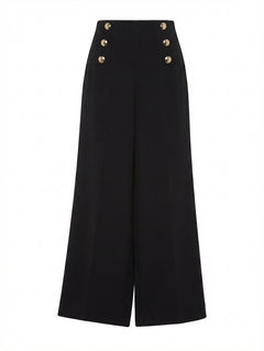 Dorothy Perkins High-Waisted Sailor Trousers Black UK 6 - Image 1