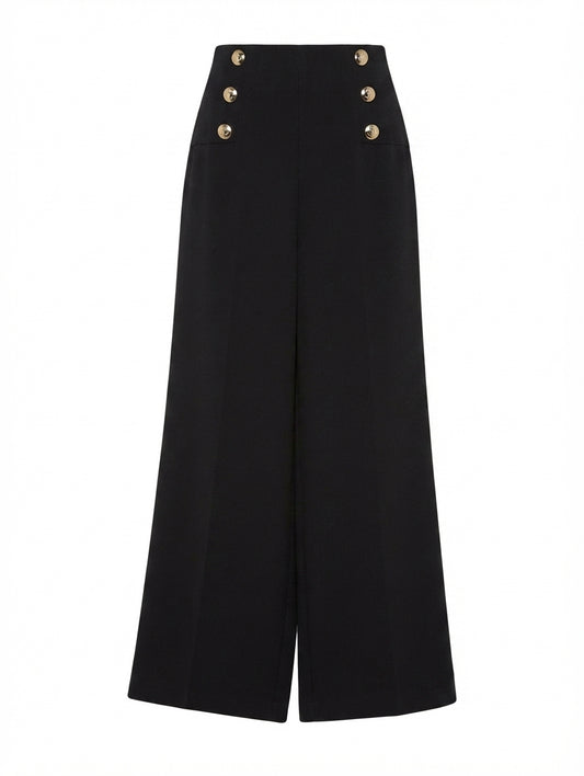 Dorothy Perkins High-Waisted Sailor Trousers Black UK 6 - Image 1