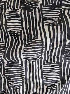 PROVA Silk Scarf Black & White Abstract Print with Beaded Fringe - Image 6