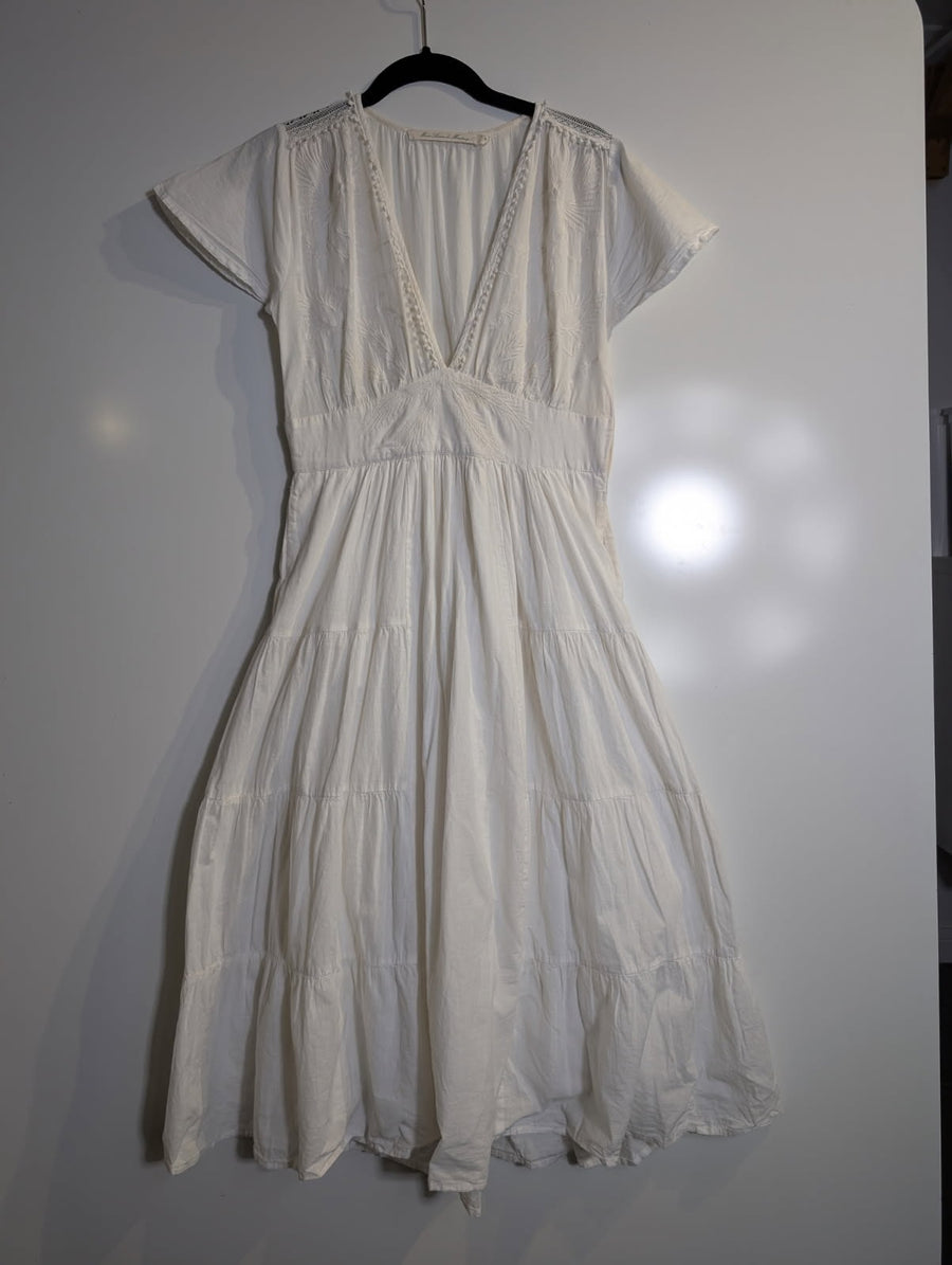 Marie Louise de Monterey Tiered Midi Dress White Size 8 - Image 6