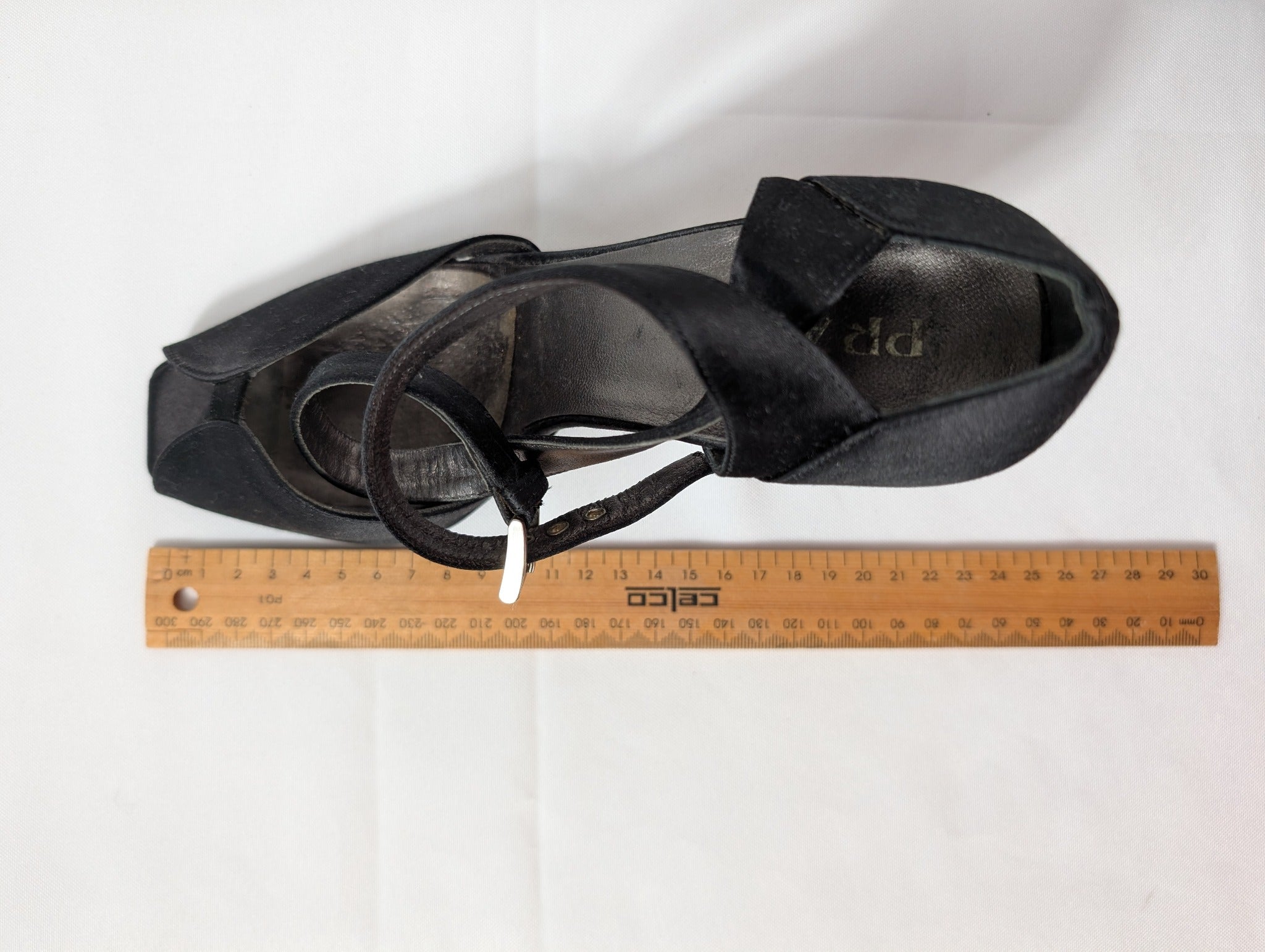 Prada Black Satin Criss-Cross Peep Toe Heels EU 38 - Image 8