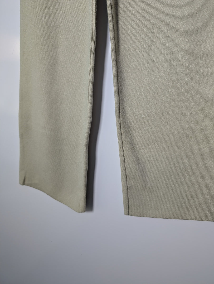 INTO Ribbed Knit Wide Leg Lounge Pants Beige Size S - Image 2