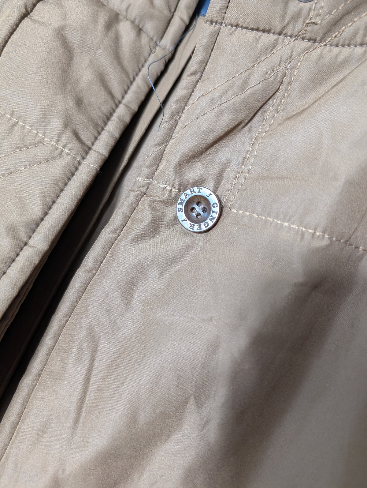 Ginger & Smart Quilted Long Coat Brown Size 8 - Image 2